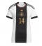 Strój piłkarski Niemcy Jamal Musiala #14 Koszulka Podstawowej damskie MŚ 2022 Krótki Rękaw