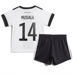 Strój piłkarski Niemcy Jamal Musiala #14 Koszulka Podstawowej dziecięce MŚ 2022 Krótki Rękaw (+ Krótkie spodenki)