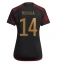 Strój piłkarski Niemcy Jamal Musiala #14 Koszulka Wyjazdowej damskie MŚ 2022 Krótki Rękaw