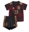 Strój piłkarski Niemcy Leroy Sane #19 Koszulka Wyjazdowej dziecięce MŚ 2022 Krótki Rękaw (+ Krótkie spodenki)