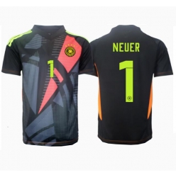 Strój piłkarski Niemcy Manuel Neuer #1 Bramkarskie Koszulka Podstawowej ME 2024 Krótki Rękaw