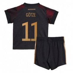 Strój piłkarski Niemcy Mario Gotze #11 Koszulka Wyjazdowej dziecięce MŚ 2022 Krótki Rękaw (+ Krótkie spodenki)