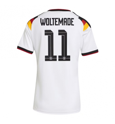 Strój piłkarski Niemcy Nick Woltemade #11 Koszulka Podstawowej damskie MŚ 2026 Krótki Rękaw Strój piłkarski Niemcy Nick Woltemade #11 Koszulka Podstawowej damskie MŚ 2026 Krótki Rękaw