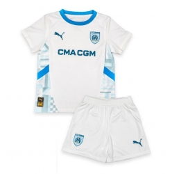Strój piłkarski Olympique de Marseille Koszulka Podstawowej dziecięce 2024-25 Krótki Rękaw (+ Krótkie spodenki)