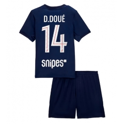Strój piłkarski Paris Saint-Germain Desire Doue #14 Koszulka Podstawowej dziecięce 2025-26 Krótki Rękaw (+ Krótkie spodenki)