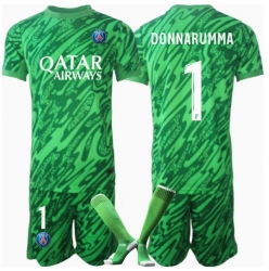Strój piłkarski Paris Saint-Germain Gianluigi Donnarumma #1 Bramkarskie Koszulka Podstawowej dziecięce 2024-25 Krótki Rękaw (+ Krótkie spodenki)