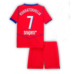Strój piłkarski Paris Saint-Germain Khvicha Kvaratskhelia #7 Koszulka Trzeciej dziecięce 2025-26 Krótki Rękaw (+ Krótkie spodenki)