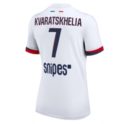 Strój piłkarski Paris Saint-Germain Khvicha Kvaratskhelia #7 Koszulka Wyjazdowej damskie 2025-26 Krótki Rękaw