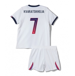 Strój piłkarski Paris Saint-Germain Khvicha Kvaratskhelia #7 Koszulka Wyjazdowej dziecięce 2026-27 Krótki Rękaw (+ Krótkie spodenki)