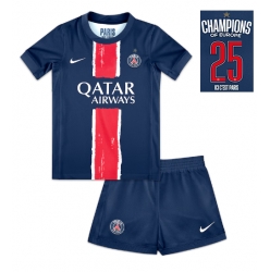 Strój piłkarski Paris Saint-Germain Koszulka Podstawowej dziecięce 2024-25 UCL Champions Krótki Rękaw (+ Krótkie spodenki)
