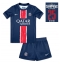 Strój piłkarski Paris Saint-Germain Koszulka Podstawowej dziecięce 2024-25 UCL Champions Krótki Rękaw (+ Krótkie spodenki)