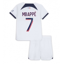 Strój piłkarski Paris Saint-Germain Kylian Mbappe #7 Koszulka Wyjazdowej dziecięce 2023-24 Krótki Rękaw (+ Krótkie spodenki)
