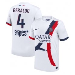 Strój piłkarski Paris Saint-Germain Lucas Beraldo #4 Koszulka Wyjazdowej 2025-26 Krótki Rękaw