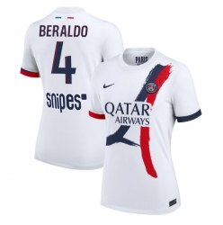 Strój piłkarski Paris Saint-Germain Lucas Beraldo #4 Koszulka Wyjazdowej damskie 2025-26 Krótki Rękaw