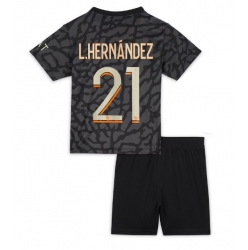 Strój piłkarski Paris Saint-Germain Lucas Hernandez #21 Koszulka Trzeciej dziecięce 2023-24 Krótki Rękaw (+ Krótkie spodenki)