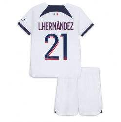 Strój piłkarski Paris Saint-Germain Lucas Hernandez #21 Koszulka Wyjazdowej dziecięce 2023-24 Krótki Rękaw (+ Krótkie spodenki)