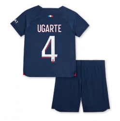 Strój piłkarski Paris Saint-Germain Manuel Ugarte #4 Koszulka Podstawowej dziecięce 2023-24 Krótki Rękaw (+ Krótkie spodenki)