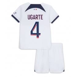 Strój piłkarski Paris Saint-Germain Manuel Ugarte #4 Koszulka Wyjazdowej dziecięce 2023-24 Krótki Rękaw (+ Krótkie spodenki)