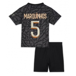 Strój piłkarski Paris Saint-Germain Marquinhos #5 Koszulka Trzeciej dziecięce 2023-24 Krótki Rękaw (+ Krótkie spodenki)