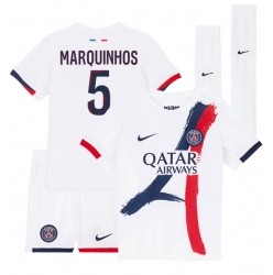 Strój piłkarski Paris Saint-Germain Marquinhos #5 Koszulka Wyjazdowej dziecięce 2025-26 Krótki Rękaw (+ Krótkie spodenki)