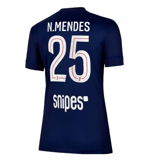 Strój piłkarski Paris Saint-Germain Nuno Mendes #25 Koszulka Podstawowej damskie 2025-26 Krótki Rękaw Strój piłkarski Paris Saint-Germain Nuno Mendes #25 Koszulka Podstawowej damskie 2025-26 Krótki Rękaw