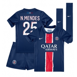 Strój piłkarski Paris Saint-Germain Nuno Mendes #25 Koszulka Podstawowej dziecięce 2024-25 Krótki Rękaw (+ Krótkie spodenki)