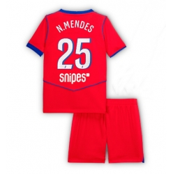 Strój piłkarski Paris Saint-Germain Nuno Mendes #25 Koszulka Trzeciej dziecięce 2025-26 Krótki Rękaw (+ Krótkie spodenki)