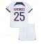 Strój piłkarski Paris Saint-Germain Nuno Mendes #25 Koszulka Wyjazdowej dziecięce 2023-24 Krótki Rękaw (+ Krótkie spodenki)