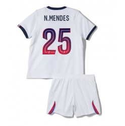 Strój piłkarski Paris Saint-Germain Nuno Mendes #25 Koszulka Wyjazdowej dziecięce 2026-27 Krótki Rękaw (+ Krótkie spodenki)