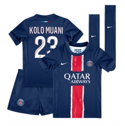 Strój piłkarski Paris Saint-Germain Randal Kolo Muani #23 Koszulka Podstawowej dziecięce 2024-25 Krótki Rękaw (+ Krótkie spodenki)