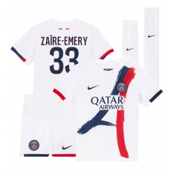Strój piłkarski Paris Saint-Germain Warren Zaire-Emery #33 Koszulka Wyjazdowej dziecięce 2024-25 Krótki Rękaw (+ Krótkie spodenki)
