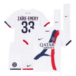 Strój piłkarski Paris Saint-Germain Warren Zaire-Emery #33 Koszulka Wyjazdowej dziecięce 2025-26 Krótki Rękaw (+ Krótkie spodenki)