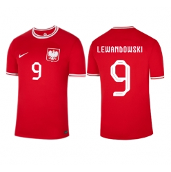 Strój piłkarski Polska Robert Lewandowski #9 Koszulka Wyjazdowej MŚ 2022 Krótki Rękaw
