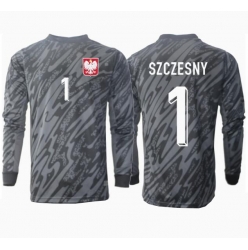 Strój piłkarski Polska Wojciech Szczesny #1 Bramkarskie Koszulka Wyjazdowej ME 2024 Długi Rękaw