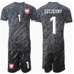 Strój piłkarski Polska Wojciech Szczesny #1 Bramkarskie Koszulka Wyjazdowej dziecięce ME 2024 Krótki Rękaw (+ Krótkie spodenki)