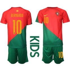 Strój piłkarski Portugalia Bernardo Silva #10 Koszulka Podstawowej dziecięce MŚ 2022 Krótki Rękaw (+ Krótkie spodenki)