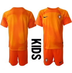 Strój piłkarski Portugalia Bramkarskie Koszulka Wyjazdowej dziecięce MŚ 2022 Krótki Rękaw (+ Krótkie spodenki)