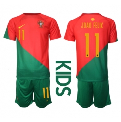 Strój piłkarski Portugalia Joao Felix #11 Koszulka Podstawowej dziecięce MŚ 2022 Krótki Rękaw (+ Krótkie spodenki)