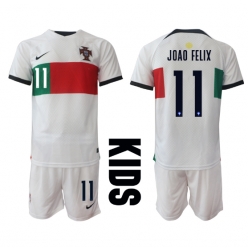 Strój piłkarski Portugalia Joao Felix #11 Koszulka Wyjazdowej dziecięce MŚ 2022 Krótki Rękaw (+ Krótkie spodenki)