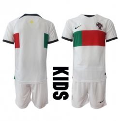 Strój piłkarski Portugalia Koszulka Wyjazdowej dziecięce MŚ 2022 Krótki Rękaw (+ Krótkie spodenki)
