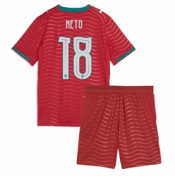 Strój piłkarski Portugalia Pedro Neto #18 Koszulka Podstawowej dziecięce MŚ 2026 Krótki Rękaw (+ Krótkie spodenki)