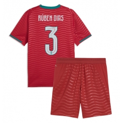 Strój piłkarski Portugalia Ruben Dias #3 Koszulka Podstawowej dziecięce MŚ 2026 Krótki Rękaw (+ Krótkie spodenki)