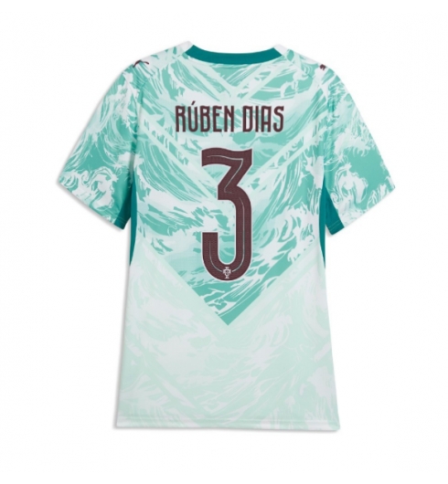 Strój piłkarski Portugalia Ruben Dias #3 Koszulka Wyjazdowej damskie MŚ 2026 Krótki Rękaw Strój piłkarski Portugalia Ruben Dias #3 Koszulka Wyjazdowej damskie MŚ 2026 Krótki Rękaw