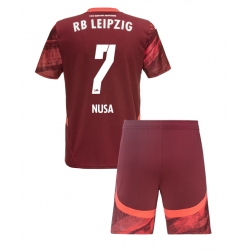 Strój piłkarski RB Leipzig Antonio Nusa #7 Koszulka Wyjazdowej dziecięce 2024-25 Krótki Rękaw (+ Krótkie spodenki)
