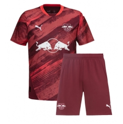 Strój piłkarski RB Leipzig Koszulka Wyjazdowej dziecięce 2024-25 Krótki Rękaw (+ Krótkie spodenki)