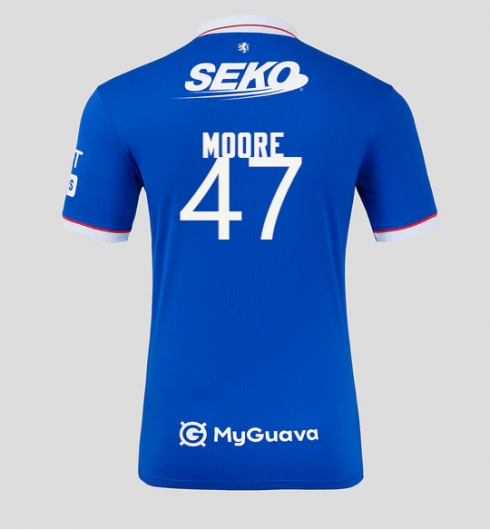 Strój piłkarski Rangers Mikey Moore #47 Koszulka Podstawowej 2025-26 Krótki Rękaw Strój piłkarski Rangers Mikey Moore #47 Koszulka Podstawowej 2025-26 Krótki Rękaw
