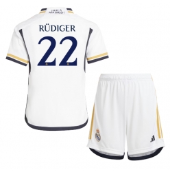 Strój piłkarski Real Madrid Antonio Rudiger #22 Koszulka Podstawowej dziecięce 2023-24 Krótki Rękaw (+ Krótkie spodenki)