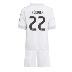 Strój piłkarski Real Madrid Antonio Rudiger #22 Koszulka Podstawowej dziecięce 2025-26 Krótki Rękaw (+ Krótkie spodenki)