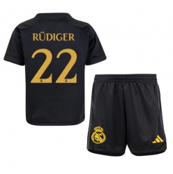 Strój piłkarski Real Madrid Antonio Rudiger #22 Koszulka Trzeciej dziecięce 2023-24 Krótki Rękaw (+ Krótkie spodenki)