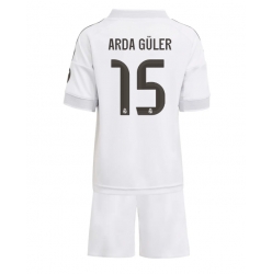 Strój piłkarski Real Madrid Arda Guler #15 Koszulka Podstawowej dziecięce 2025-26 Krótki Rękaw (+ Krótkie spodenki)